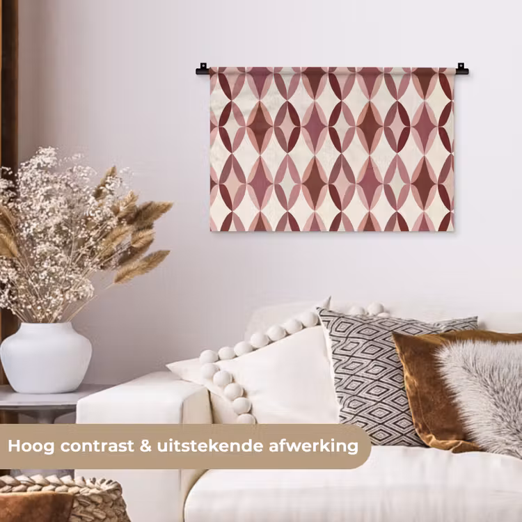 Ovaal - Textuur - Roze Wandkleed katoen klein 269 -sfeer1