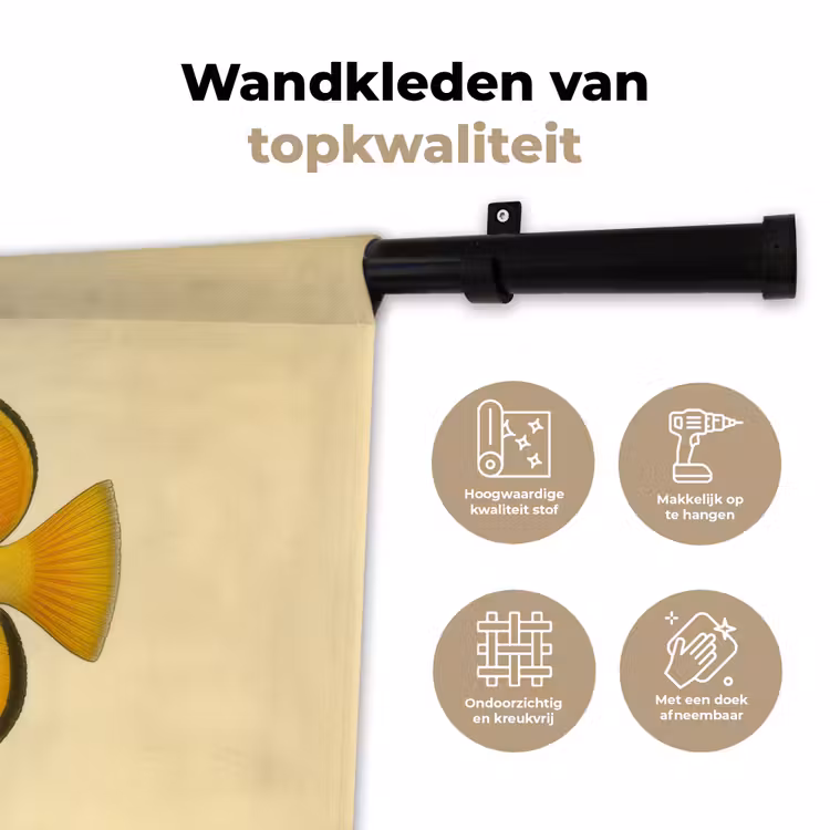 Ovaal - Vis - Geel - Schubben Wandkleed katoen klein -sfeer2