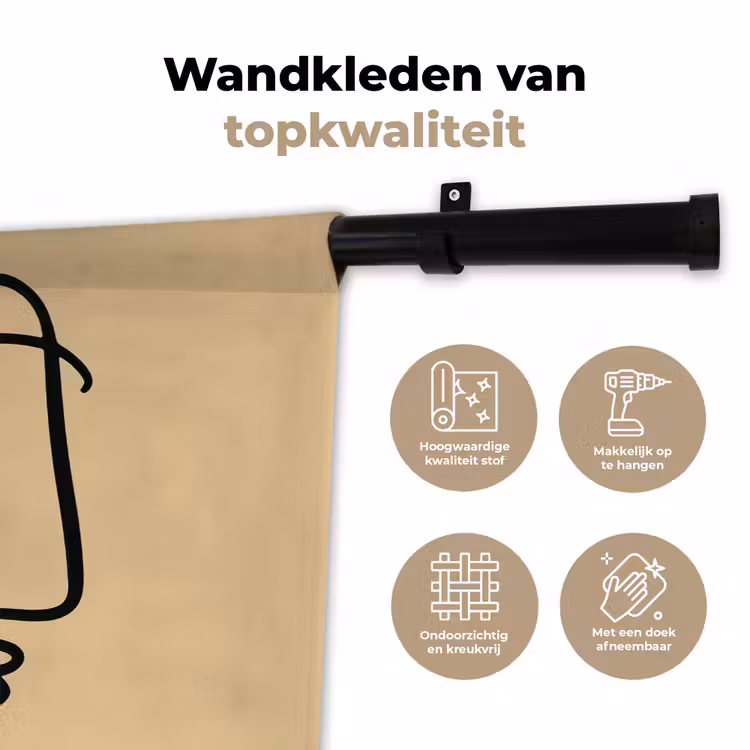 Overlappende profielen - Lichtbruin - Zwart Wandkleed katoen klein -sfeer2
