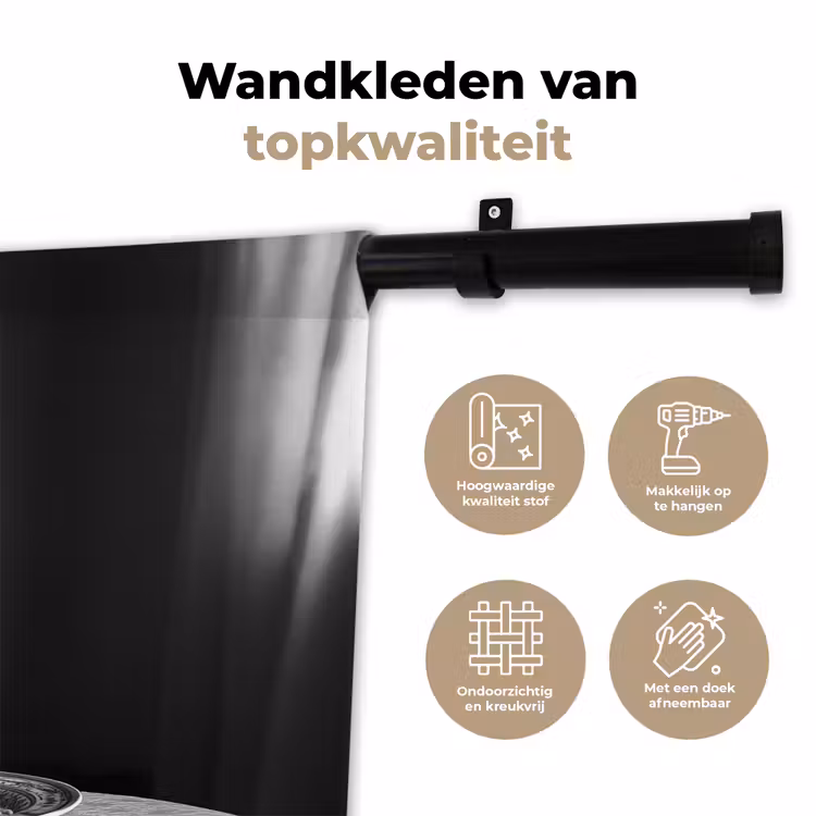 Paard - Bord - Pasta - Tafelkleed - Zwart Wit - Dieren Wandkleed katoen klein -sfeer2