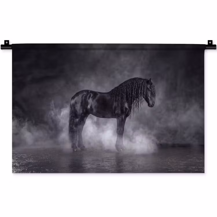 Paard - Magisch - Zwart Wandkleed katoen klein -zz3d