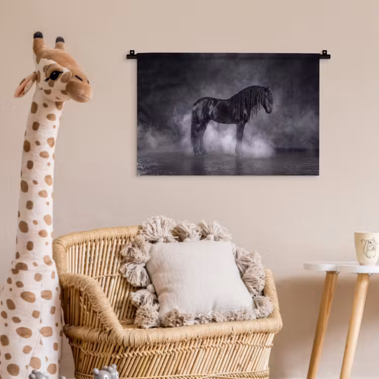 Paard - Magisch - Zwart Wandkleed katoen klein -wsfeer5_kind