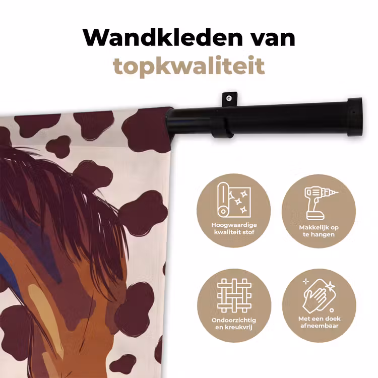 Paard - Martini - Dieren - Abstract - Bruin Wandkleed katoen klein -sfeer2