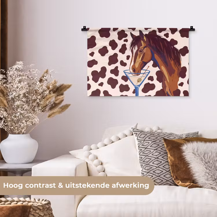 Paard - Martini - Dieren - Abstract - Bruin Wandkleed katoen klein -sfeer1