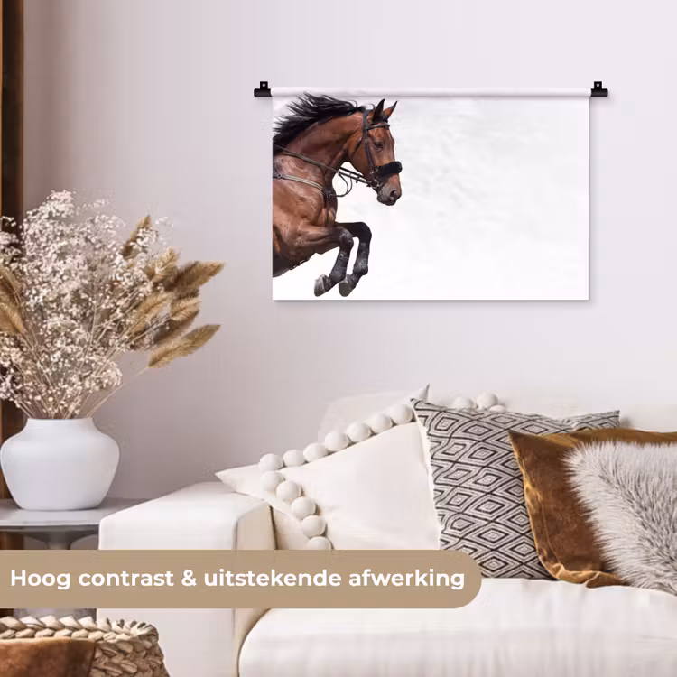 Paard - Springen - Modern Wandkleed katoen klein -sfeer1