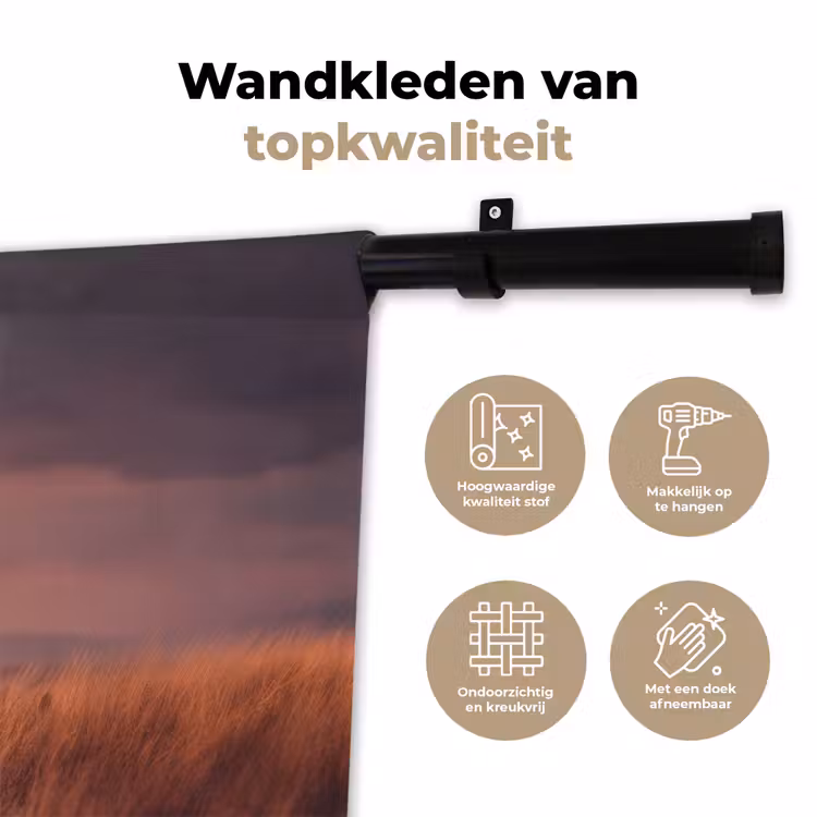 Paard - Wolken - Open veld Wandkleed katoen klein -sfeer2