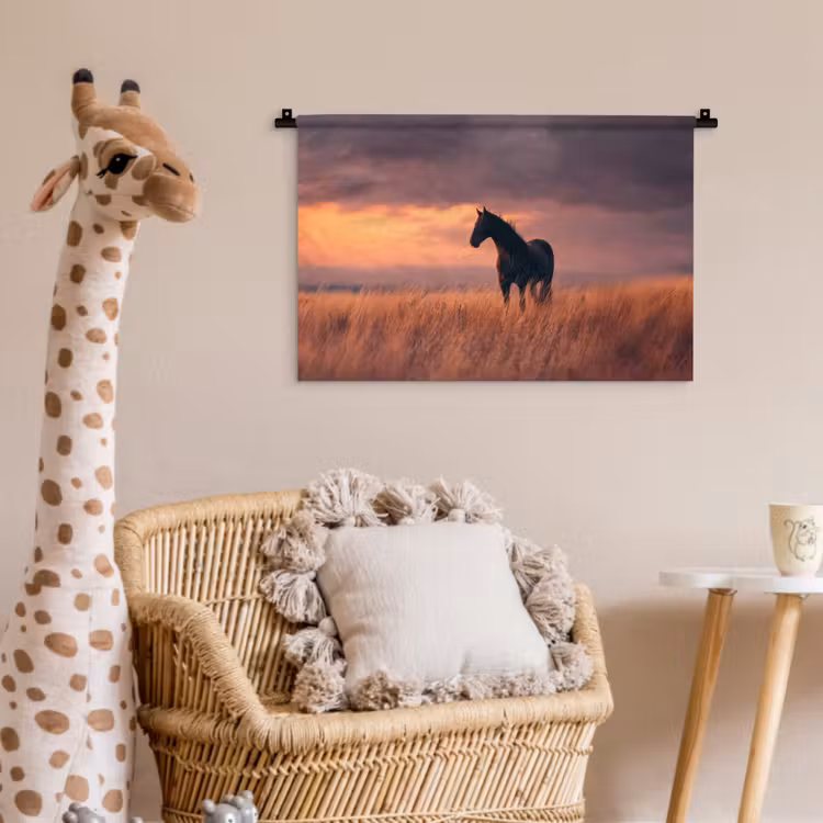 Paard - Wolken - Open veld Wandkleed katoen klein -wsfeer5_kind