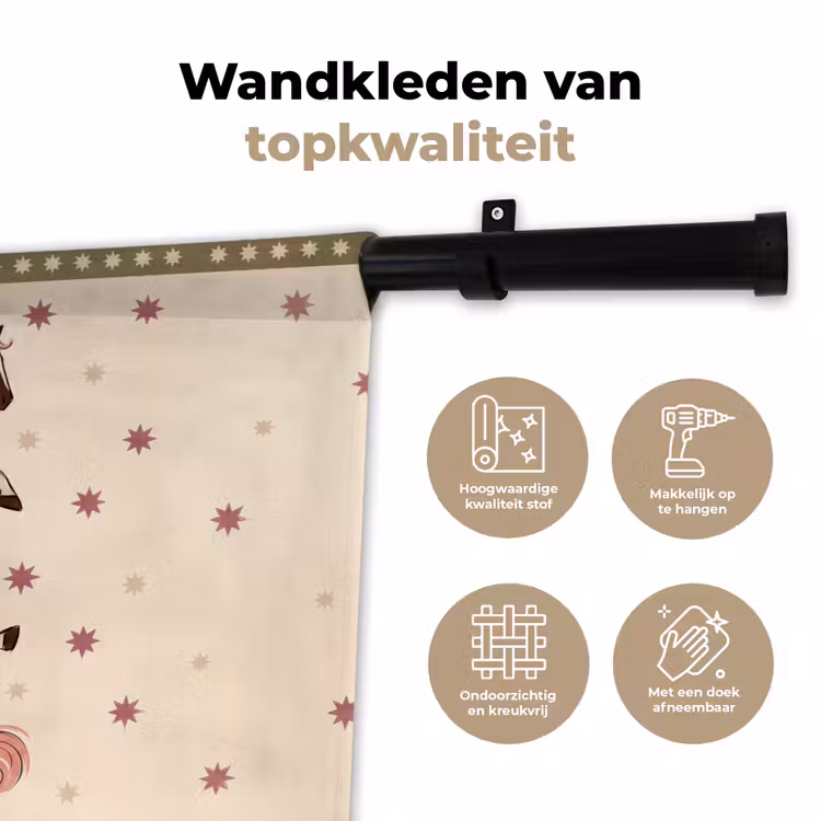 Paard - Zon - Mystiek - Illustratie - Roze Wandkleed katoen klein -sfeer2