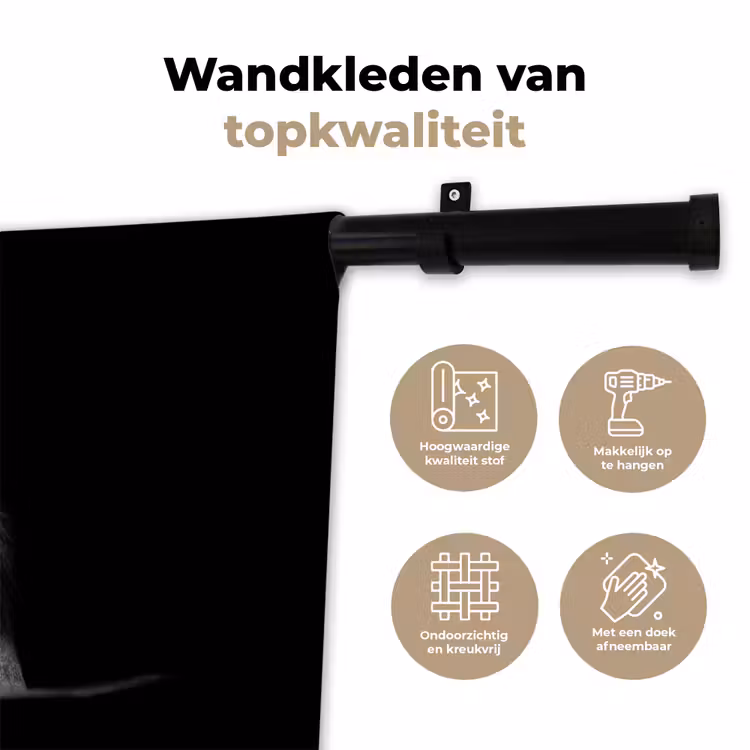 Paarden - Portret - Zwart - Dieren Wandkleed katoen klein -sfeer2