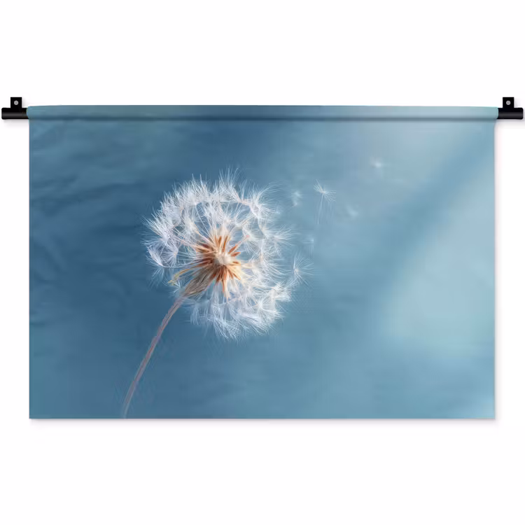 Paardenbloem - Wind - Blauw Wandkleed katoen klein -zz3d
