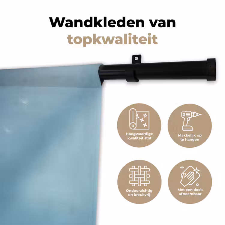 Paardenbloem - Wind - Blauw Wandkleed katoen klein -sfeer2