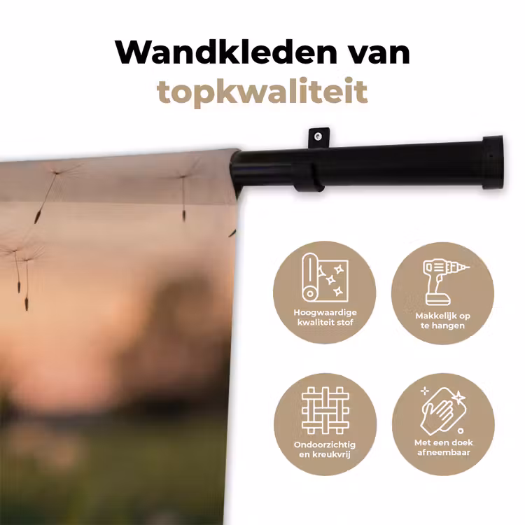 Paardenbloem - Zonsondergang - Veld Wandkleed katoen klein -sfeer2
