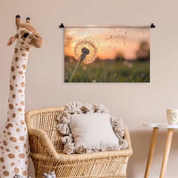 Paardenbloem - Zonsondergang - Veld Wandkleed katoen klein -wsfeer5_kind