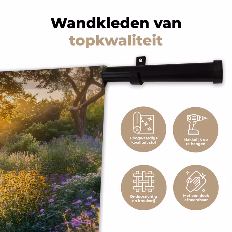 Pad - Bloemen - Park Wandkleed katoen klein -sfeer2