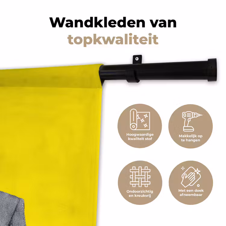 Pak - Hand - Geel Wandkleed katoen klein -sfeer2