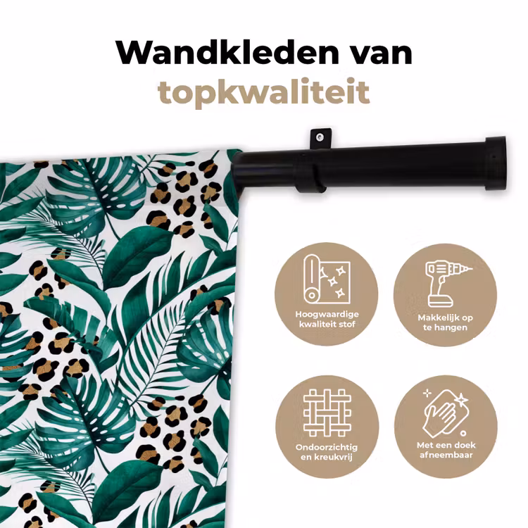 Palmblad - Panterprint - Tropical Wandkleed katoen klein -sfeer2