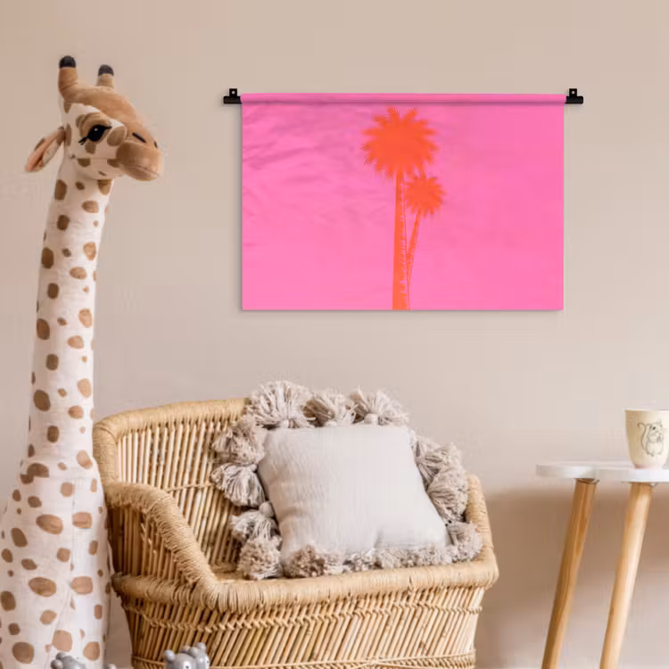 Palmbomen - Modern - Roze Wandkleed katoen klein -wsfeer5_kind