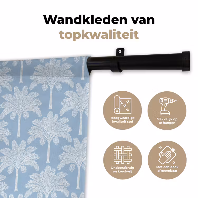 Palmboom - Modern - Blauw Wandkleed katoen klein 269 -sfeer2