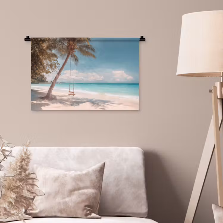 Palmboom - Schommel - Strand - Lucht Wandkleed katoen klein -sfeer4