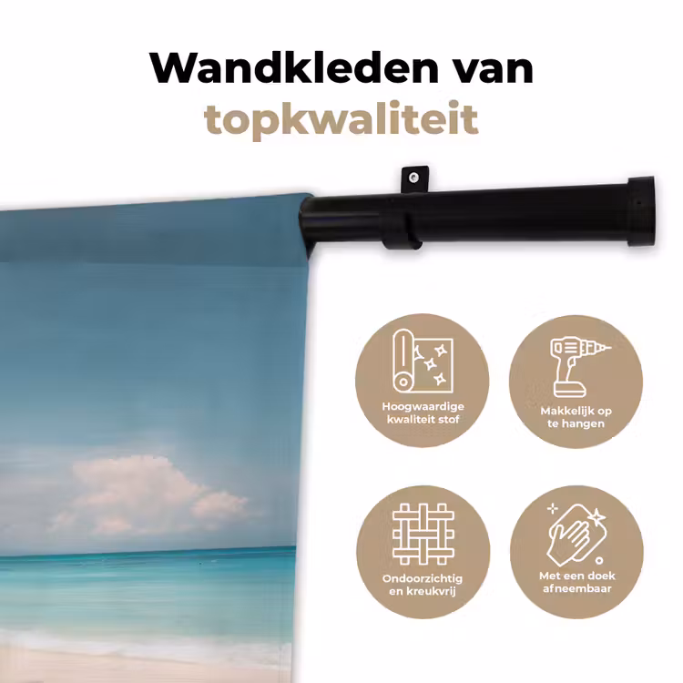 Palmboom - Schommel - Strand - Lucht Wandkleed katoen klein -sfeer2