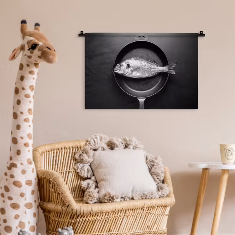 Pan - Vis - Zwart - Wit Wandkleed katoen klein -wsfeer5_kind