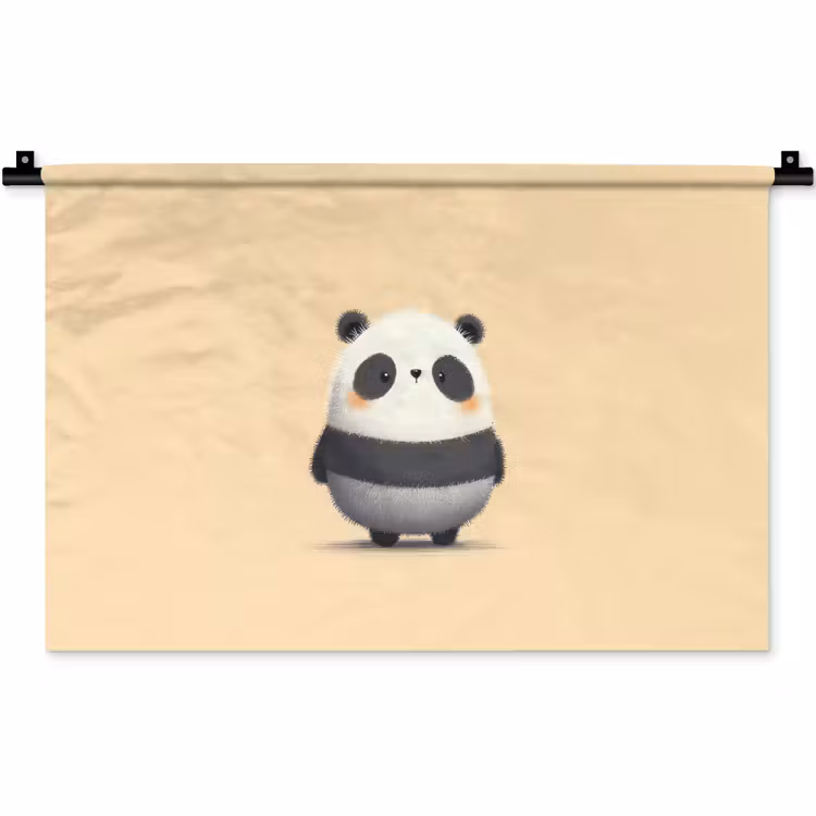 Panda - Beige - Minimalistisch Wandkleed katoen klein -zz3d