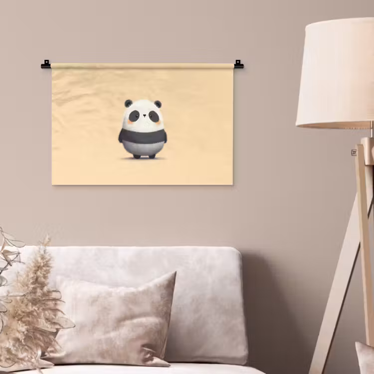 Panda - Beige - Minimalistisch Wandkleed katoen klein -sfeer4