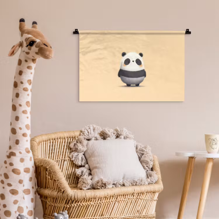 Panda - Beige - Minimalistisch Wandkleed katoen klein -wsfeer5_kind