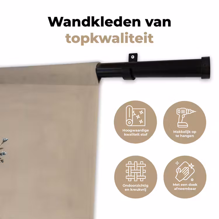 Panda - Blauwe bloemen - Zachtheid Wandkleed katoen klein -sfeer2