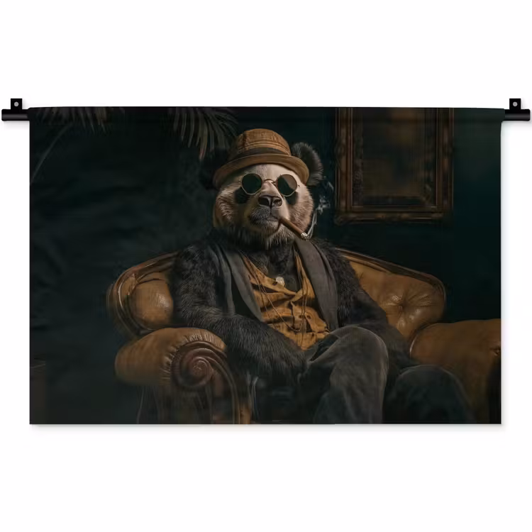 Panda - Hoed - Bril - Pak Wandkleed katoen klein -zz3d