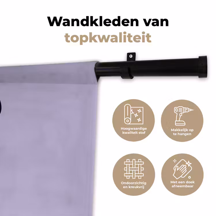 Panda - Paars - Sierlijk - Kawaii Wandkleed katoen klein -sfeer2