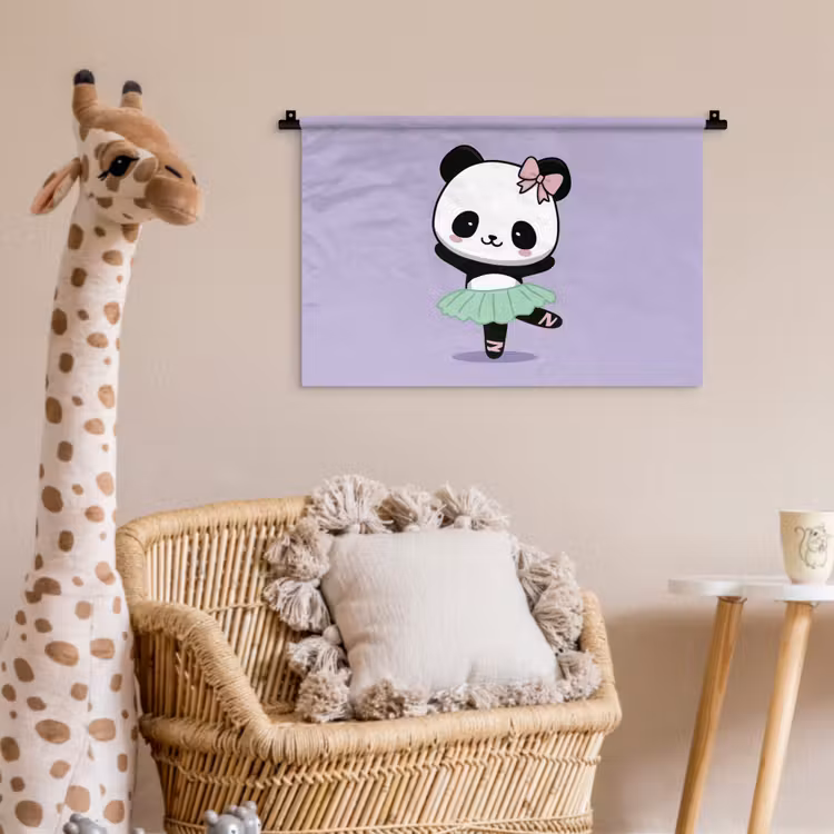 Panda - Paars - Sierlijk - Kawaii Wandkleed katoen klein -wsfeer5_kind