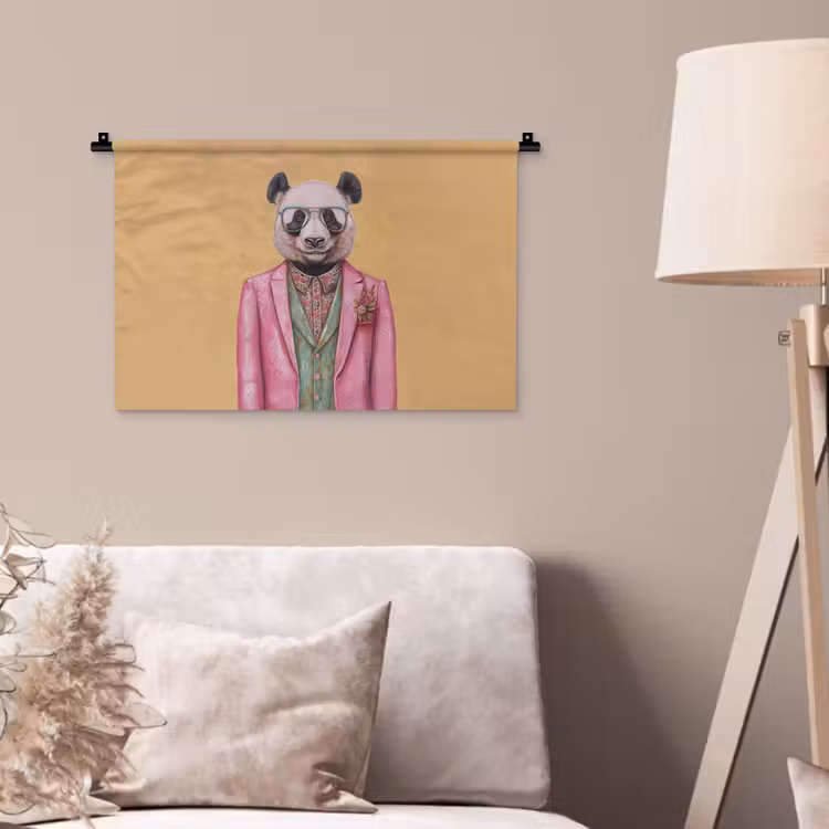 Panda - Pak - Zonnebril - Blauw Wandkleed katoen klein -sfeer4
