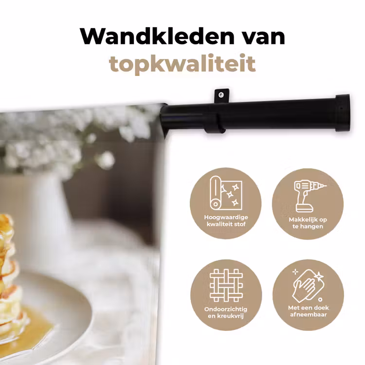 Pannenkoeken - Banaan - Siroop - Wit - Beige Wandkleed katoen klein -sfeer2
