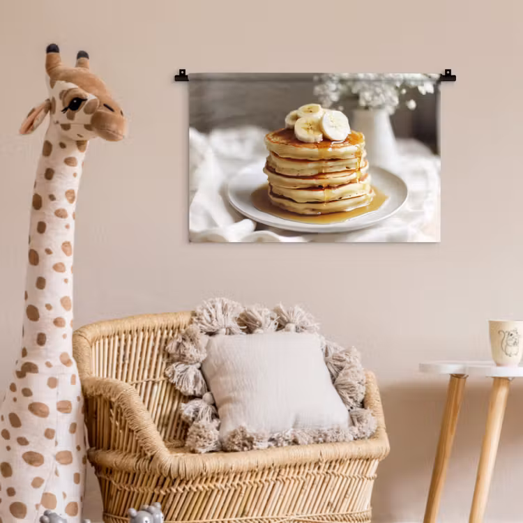 Pannenkoeken - Banaan - Siroop - Wit - Beige Wandkleed katoen klein -wsfeer5_kind