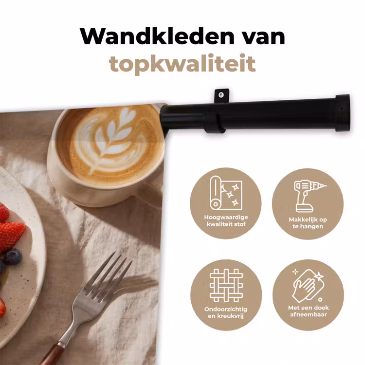 Pannenkoeken - Bessen - Ontbijt - Modern - Beige Wandkleed katoen klein -sfeer2