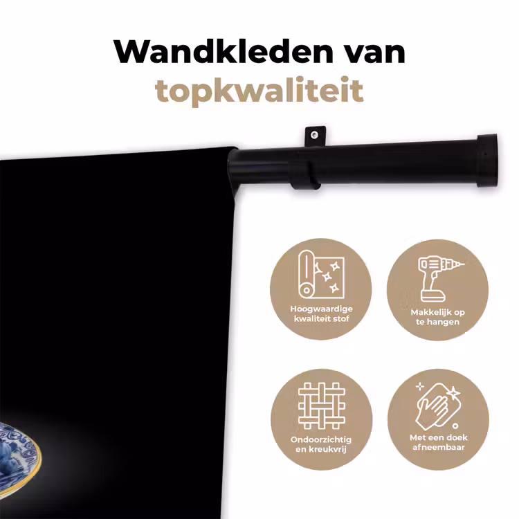 Pannenkoeken - Blauwe Bessen - Bord Wandkleed katoen klein -sfeer2