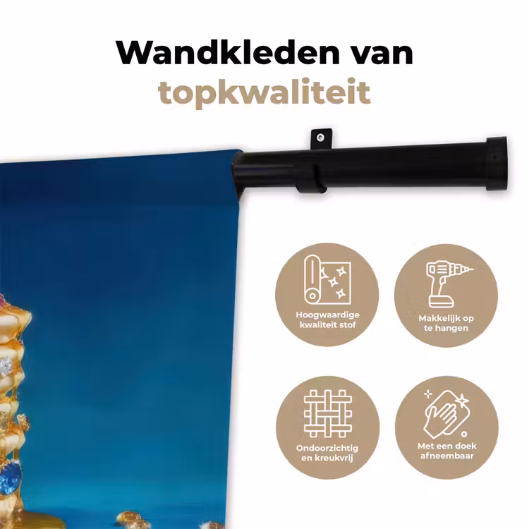 Pannenkoeken - Steentjes - Glitter - Slagroom Wandkleed katoen klein -sfeer2