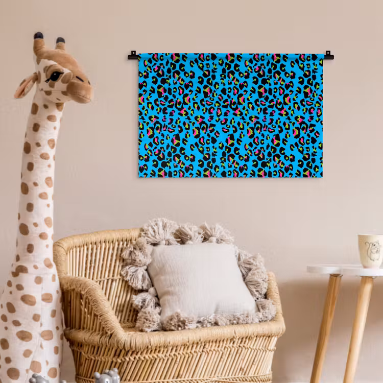 Panter - Blauw - Neon Wandkleed katoen klein 269 -wsfeer5_kind