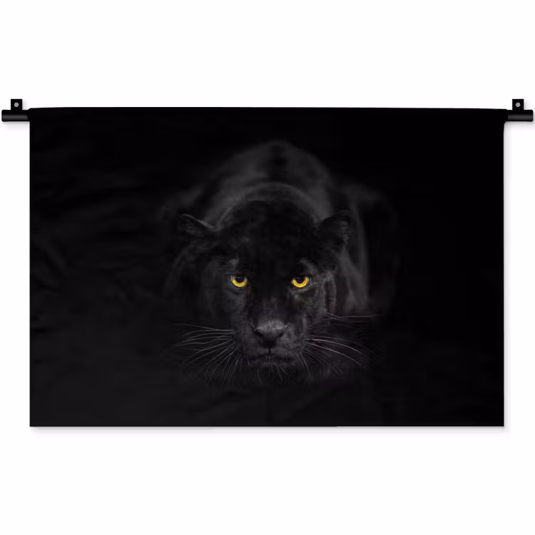 Panter - Dieren - Zwart - Ogen Wandkleed katoen klein -zz3d