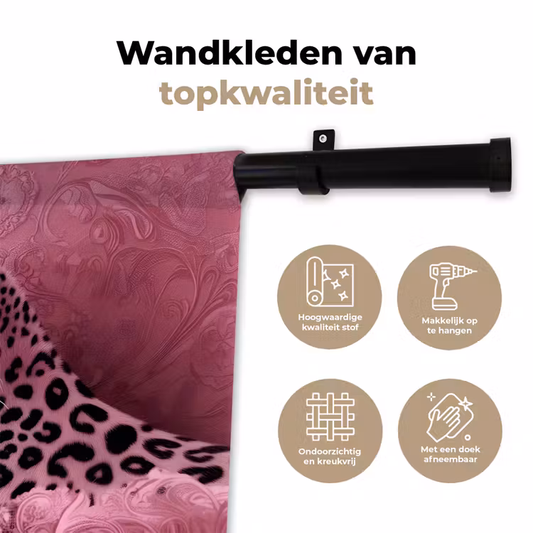 Panter - Luxe - Roze Wandkleed katoen klein -sfeer2