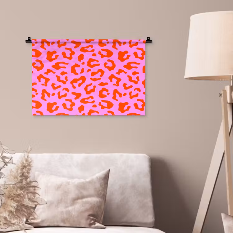 Panter - Rood - Roze Wandkleed katoen klein 269 -sfeer4