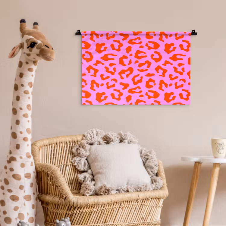 Panter - Rood - Roze Wandkleed katoen klein 269 -wsfeer5_kind