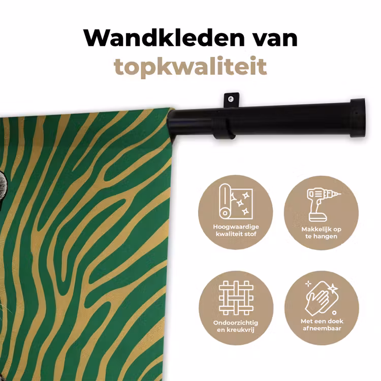 Panter - Zebrapatroon - Groen Wandkleed katoen klein -sfeer2