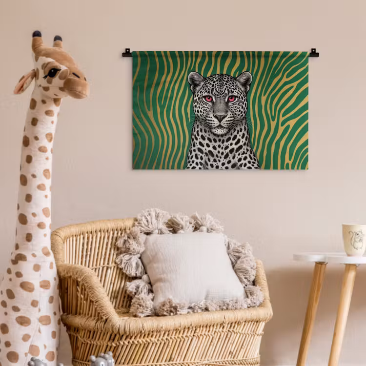 Panter - Zebrapatroon - Groen Wandkleed katoen klein -wsfeer5_kind