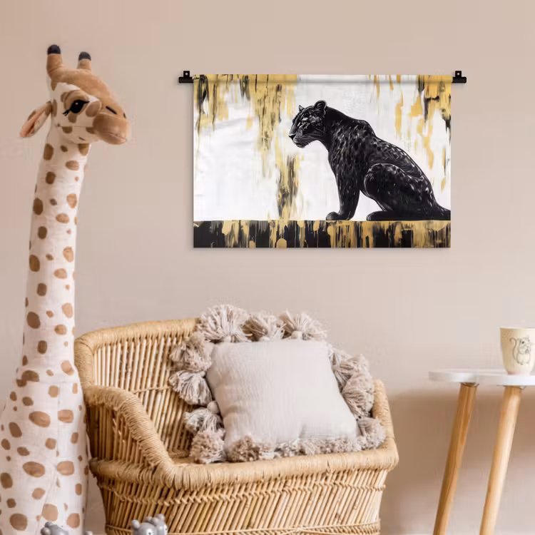Panter - Zwart - Abstract - Goud Wandkleed katoen klein -wsfeer5_kind