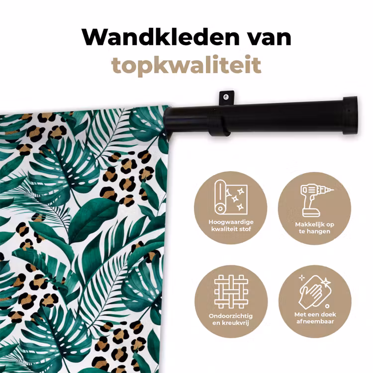 Panterprint - Bladeren - Jungle Wandkleed katoen klein -sfeer2