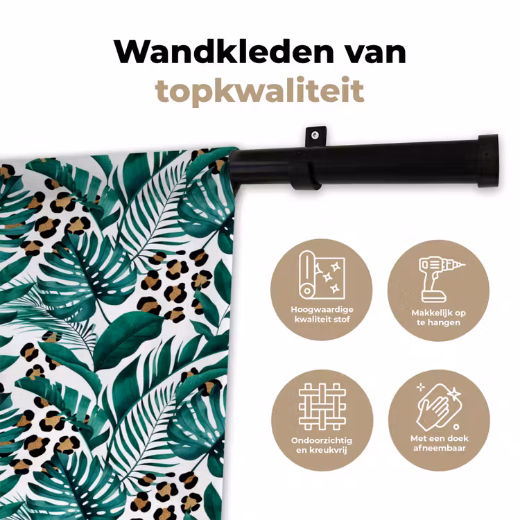 Panterprint - Bladeren - Jungle Wandkleed katoen klein -sfeer2