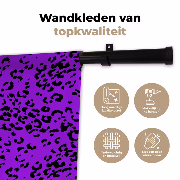 Panterprint - Paars - Patroon Wandkleed katoen klein 269 -sfeer2