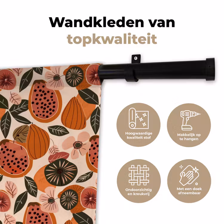 Papaja - Bloesem - Oranje Wandkleed katoen klein 269 -sfeer2